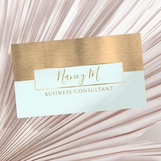 Modern monogram metallic gold & mint consultancy