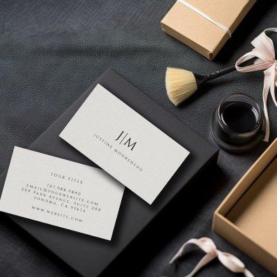 Modern Monogram Minimalist Light Gray Linen Effect