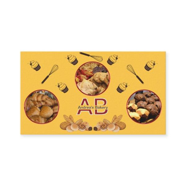 Modern Monogram Professional Bakery Yellow Custom