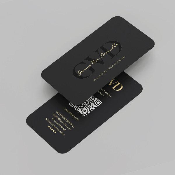 Modern Monogram Professional Elegant Black Gold