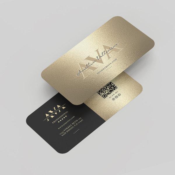 Modern Monogram Professional Elegant Black Gold