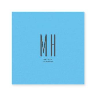 Modern Monogram Professional Plain Simple Sky Blue Enclosure Card