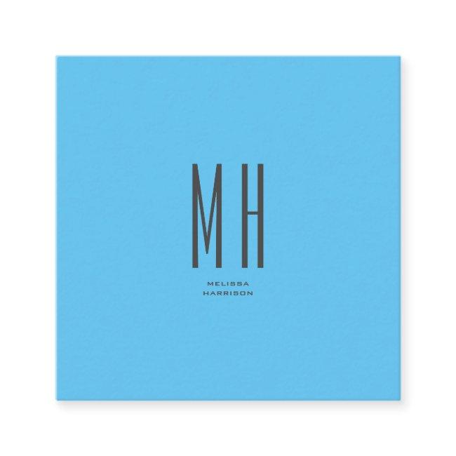 Modern Monogram Professional Plain Simple Sky Blue Enclosure Card
