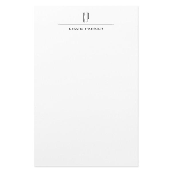 Modern Monogram Professional Plain Simple Stationery