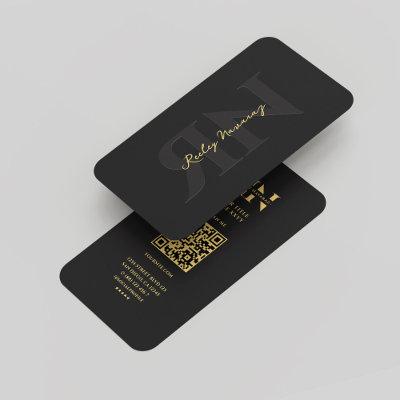 Modern Monogram R N Professional Black Gold