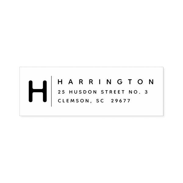Modern monogram return address self-inking stamp