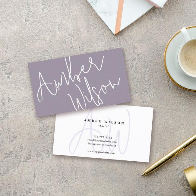 Modern Monogram Script Stylish Trendy Purple