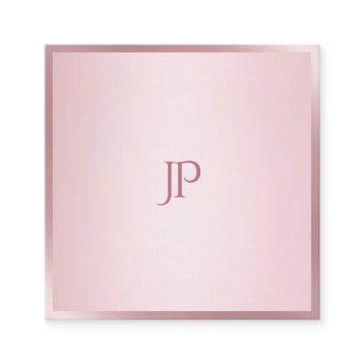Modern Monogram Simple Template Rose Gold Color Square