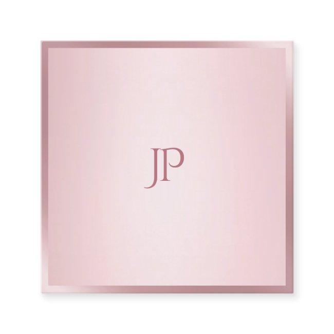 Modern Monogram Simple Template Rose Gold Color Square