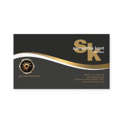 Modern Monogram Stylish Gold Wave Chauffeur