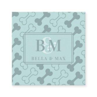 Modern Monogram Teal Dog Bone Pattern Square
