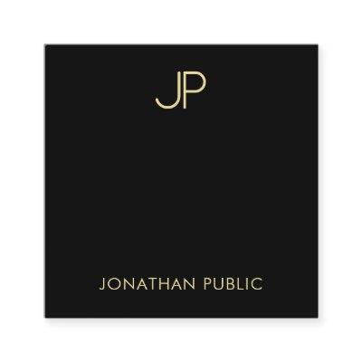 Modern Monogram Template Elegant Black And Gold Square