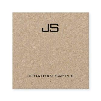 Modern Monogram Template Elegant Real Kraft Paper Square