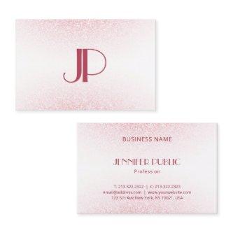 Modern Monogram Template Pink Rose Gold Glitter