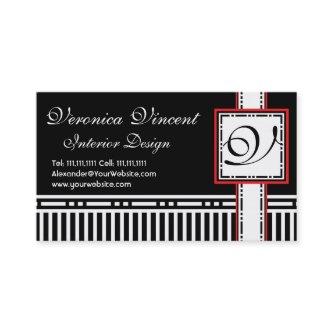 Modern Monogram V Black and White Stripes
