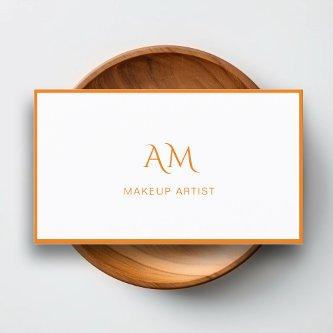 Modern, Monogram, White, Orange