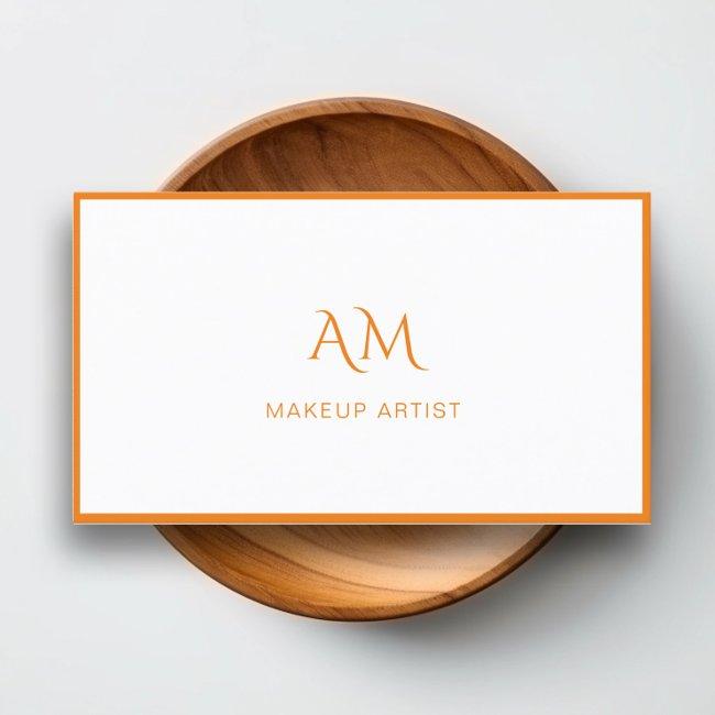 Modern, Monogram, White, Orange