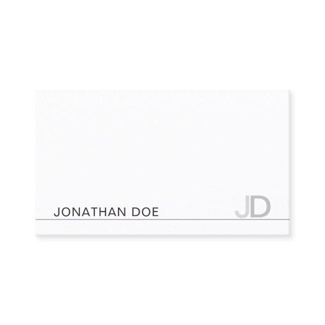 Modern Monogram White Plain Professional Elegant