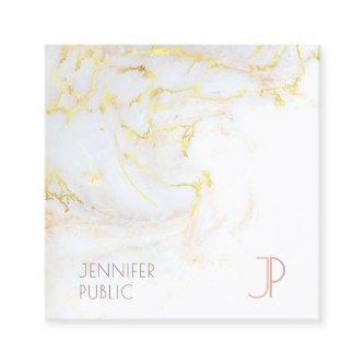 Modern Monogrammed Elegant Gold Marble Luxurious Square