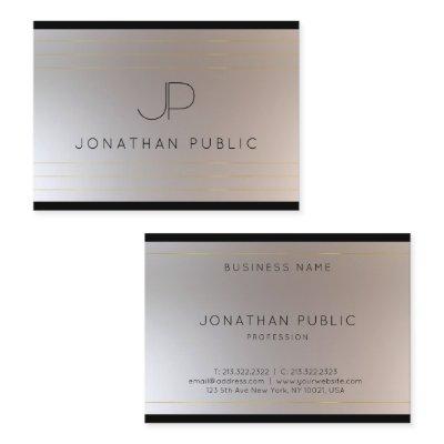 Modern Monogrammed Gold Silver Elegant Template