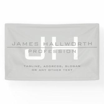 Modern Monogrammed Initials (or other text) Grey Banner