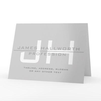 Modern Monogrammed Initials (or other text) Grey Card