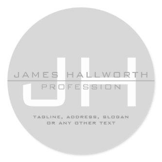 Modern Monogrammed Initials (or other text) Grey Classic Round Sticker