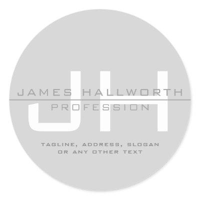 Modern Monogrammed Initials (or other text) Grey Classic Round Sticker