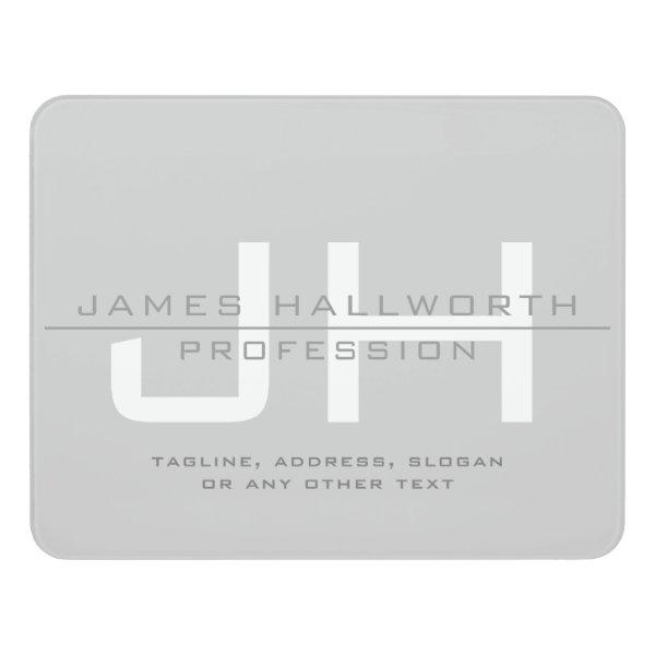 Modern Monogrammed Initials (or other text) Grey Door Sign