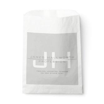 Modern Monogrammed Initials (or other text) Grey Favor Bag