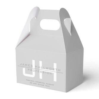 Modern Monogrammed Initials (or other text) Grey Favor Boxes