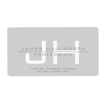 Modern Monogrammed Initials (or other text) Grey Label