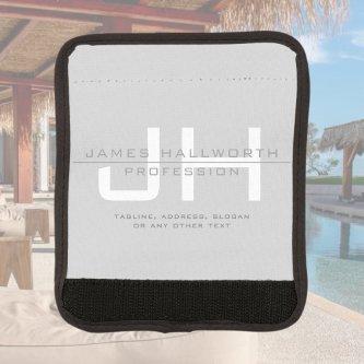 Modern Monogrammed Initials (or other text) Grey Luggage Handle Wrap
