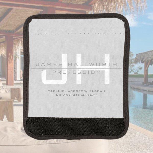 Modern Monogrammed Initials (or other text) Grey Luggage Handle Wrap