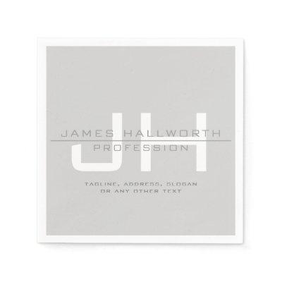 Modern Monogrammed Initials (or other text) Grey Napkins