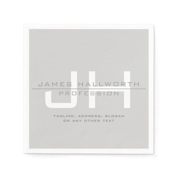 Modern Monogrammed Initials (or other text) Grey Napkins