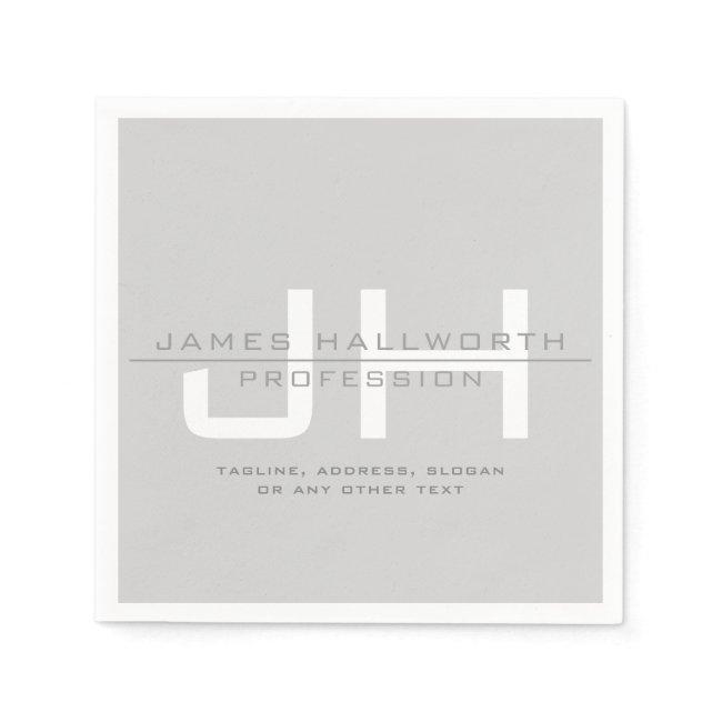 Modern Monogrammed Initials (or other text) Grey Napkins