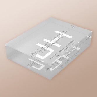 Modern Monogrammed Initials (or other text) Grey Paperweight