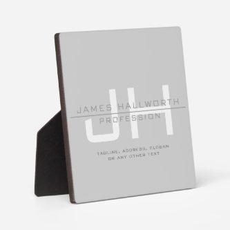 Modern Monogrammed Initials (or other text) Grey Plaque
