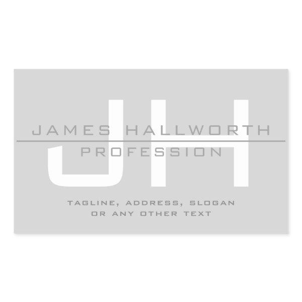 Modern Monogrammed Initials (or other text) Grey Rectangular Sticker