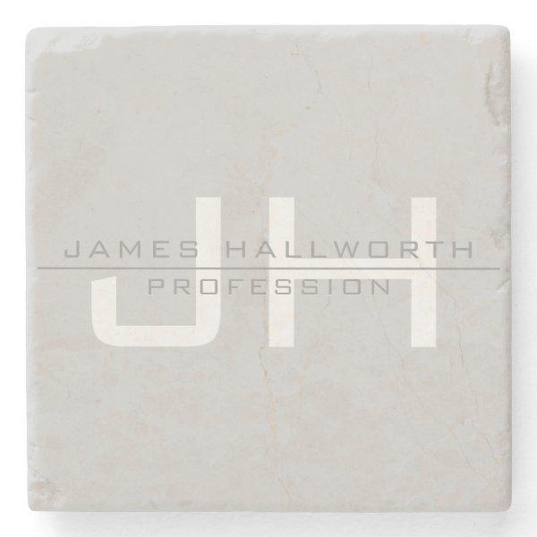 Modern Monogrammed Initials (or other text) Grey Stone Coaster