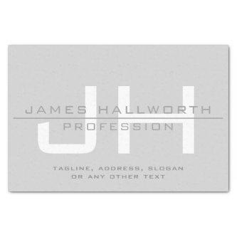 Modern Monogrammed Initials (or other text) Grey Tissue Paper