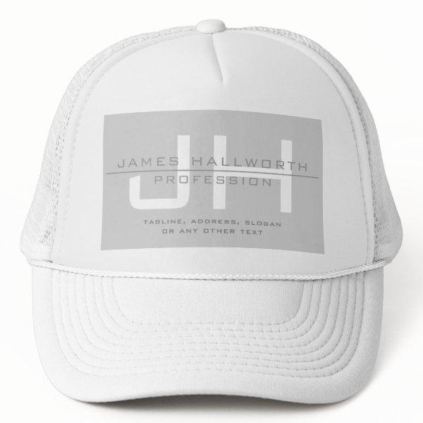 Modern Monogrammed Initials (or other text) Grey Trucker Hat