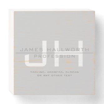 Modern Monogrammed Initials (or other text) Grey Wooden Box Sign