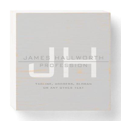 Modern Monogrammed Initials (or other text) Grey Wooden Box Sign