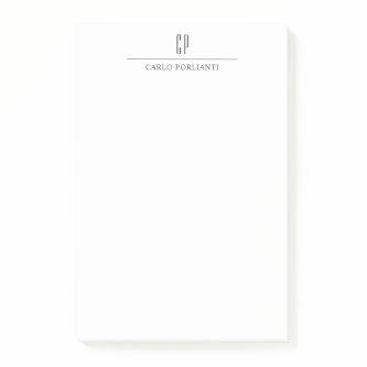Modern Monogrammed Professional Plain Simple Name Post-it Notes