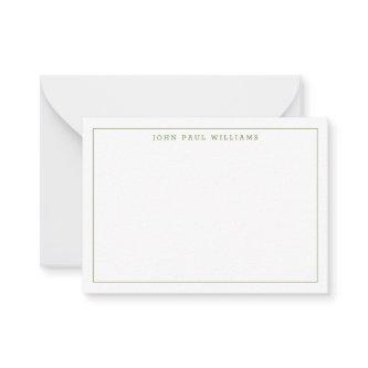 Modern Moss Green Professional Simple Thin Border Note Card