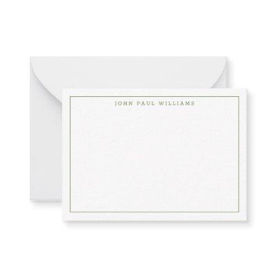 Modern Moss Green Professional Simple Thin Border Note Card
