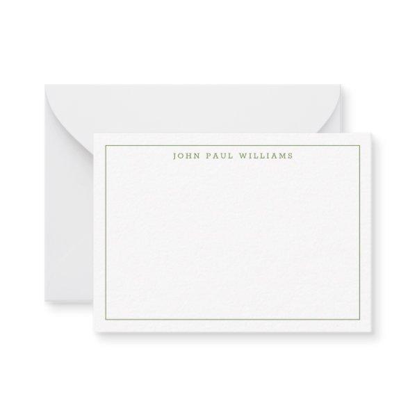 Modern Moss Green Professional Simple Thin Border Note Card