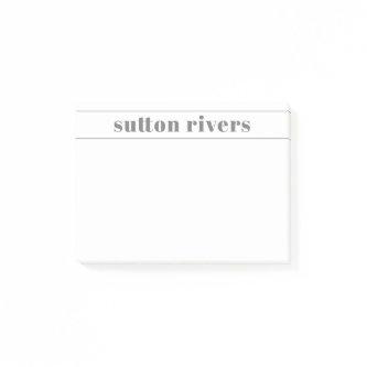 Modern Name Grey Post-it Notes